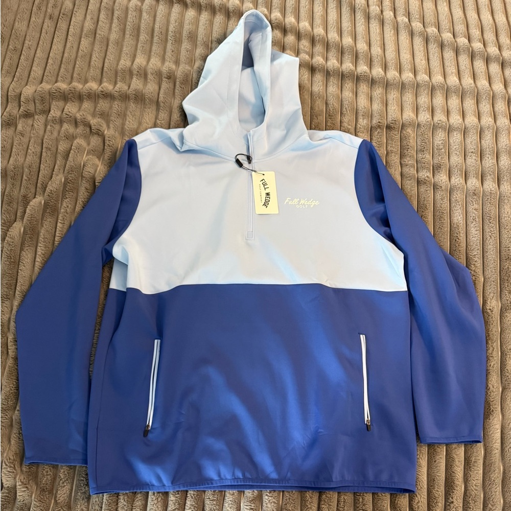 Full Wedge Golf Men’s mid weight Quarter Zip Hoodie Blue XL